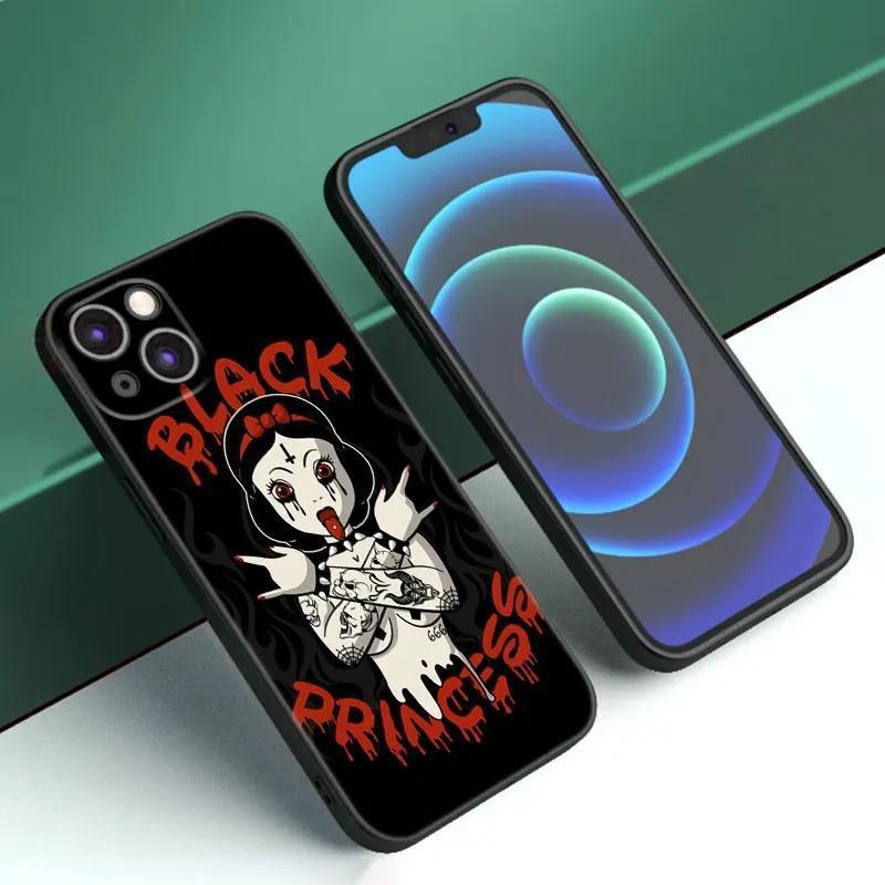 Apple Iphone16Pro Phone Case Tattoo Anime Princess Black Silicone Phone Case