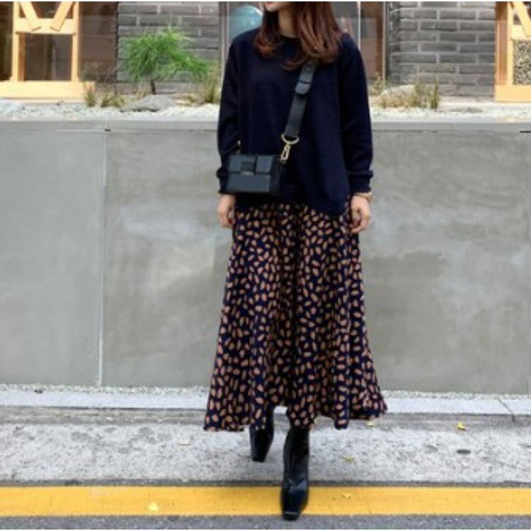 

Plus Size Long Sleeve T-Shirt Patchwork Print Flowy Dress Round Neck Fake Two Piece Long Dress Comfortable Slimming Flattering Fit XL