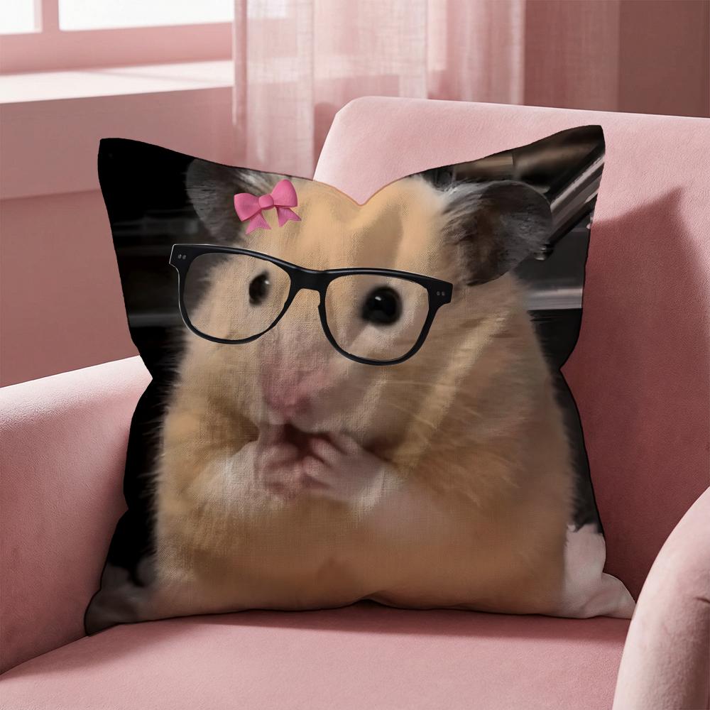 Funny Hamster Cushion Cover Multi-Scene Pillow Cover for Home & Car - Reversible, Soft & Durable for Daily Use