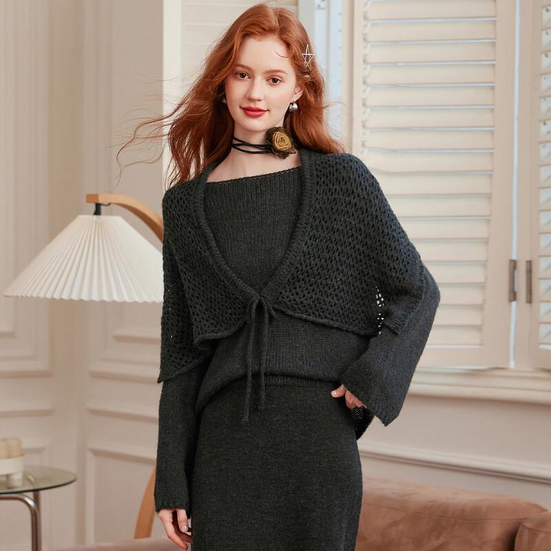 

Bailuyu Women s Detachable Shawl Wool Blend Sweater S