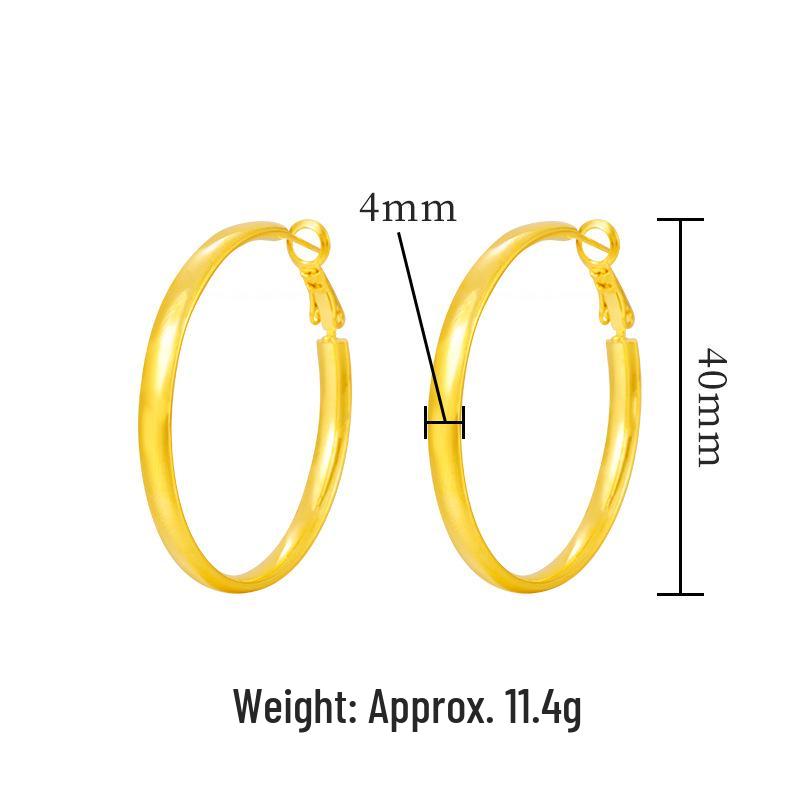 Runde Ohrringe aus glatter Kupferlegierung - Schlichte goldfarbene Creolen für Damen, vielseitiges großes Design