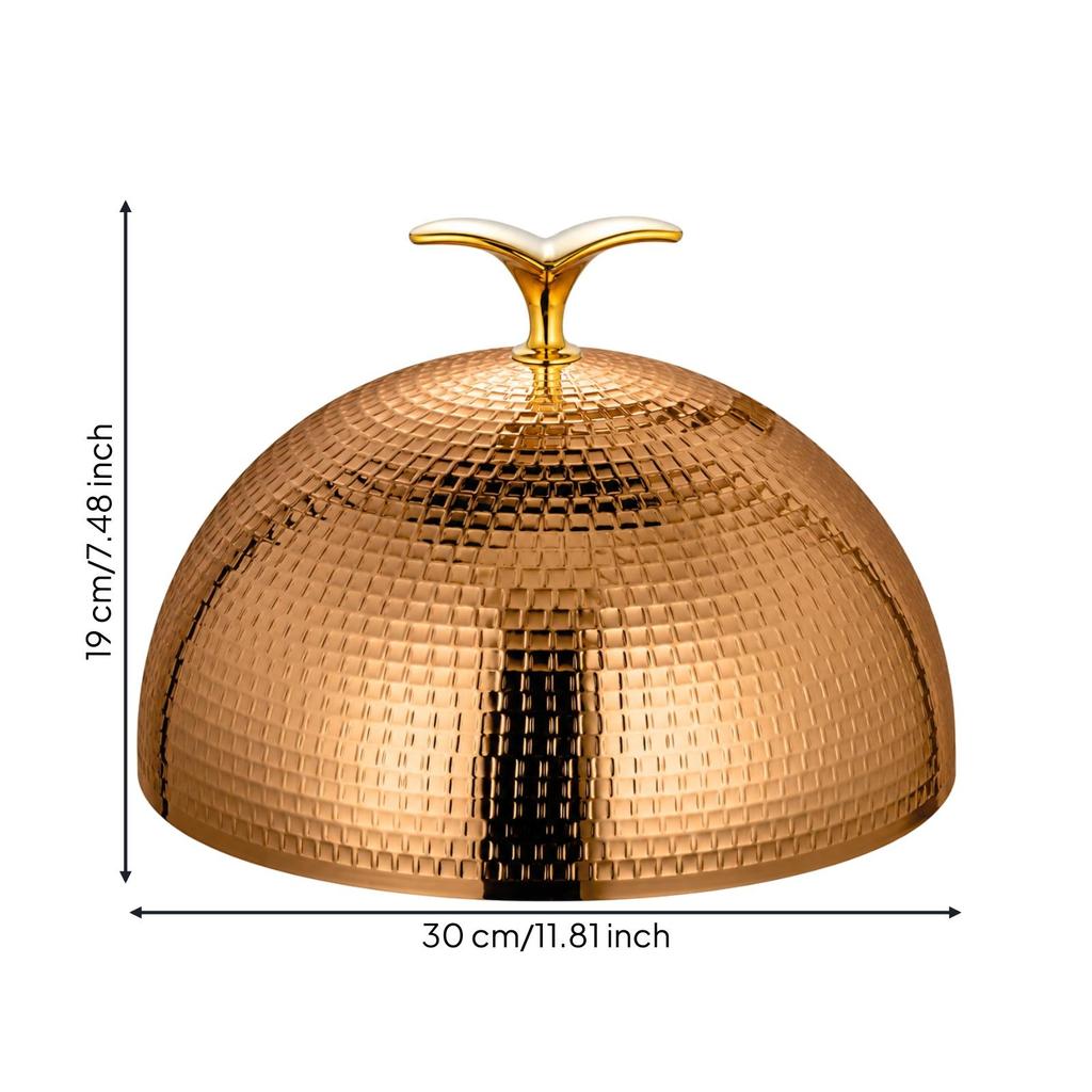 Reflective Rose Gold Domed Plate Cover Dishwasher Safe Hammered Food Dome with