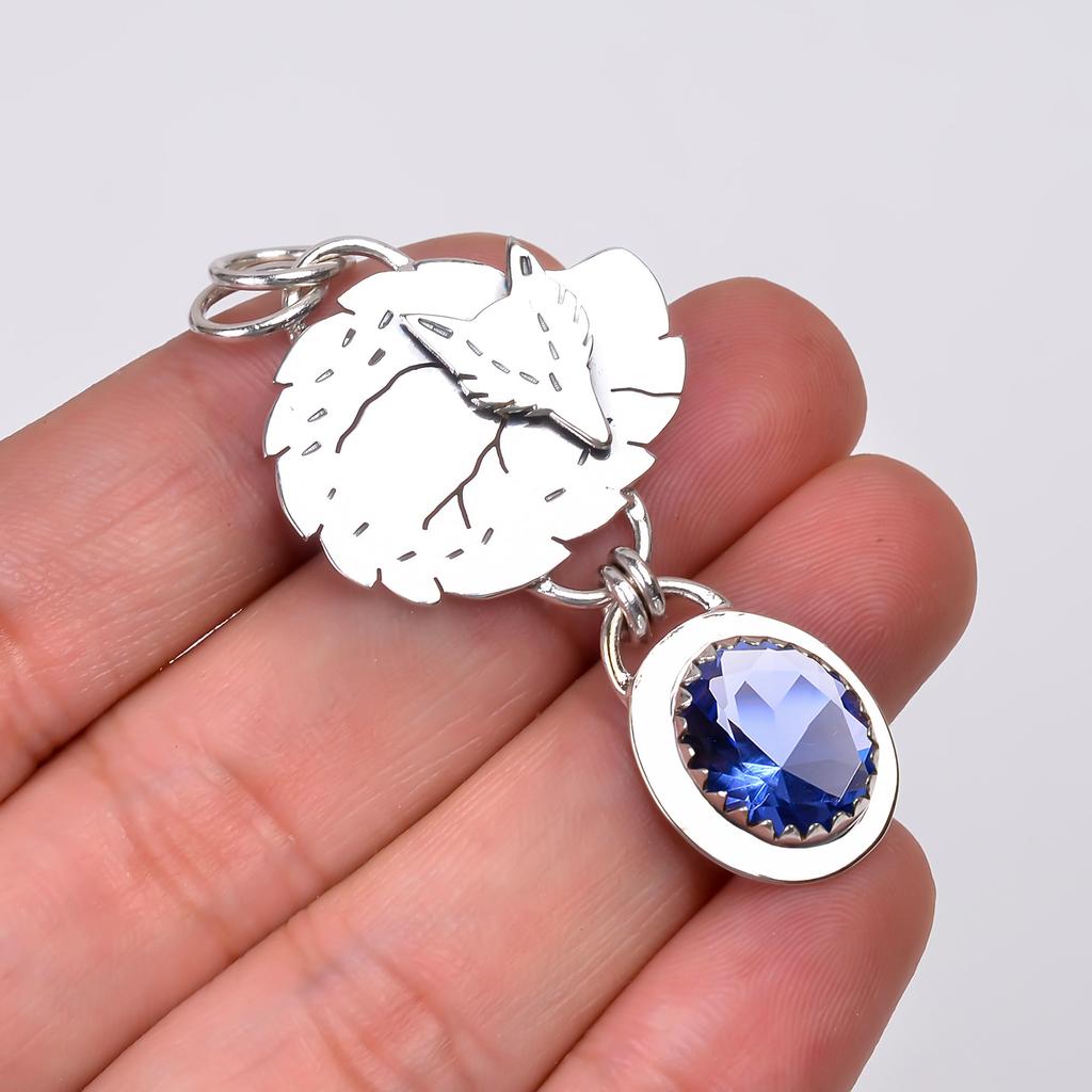 Iolite Gemstone 925 Sterling Silver Pendant V8989, Vivid Blue Pendant, Oval Pendant, Valentin's Day Gift, Gift For Her, Birthday Gift, Handmade Jewelr