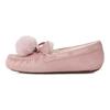 UGG Leather Pom Pom Bow Flat Shoes Women Flats Rose-Gray 1138651-RSGRY