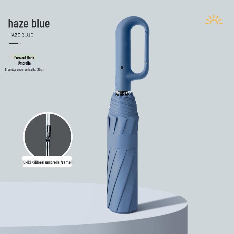 Automatic Windproof Folding Umbrella with Sun Protection, Reverse Design for All Weather, Black