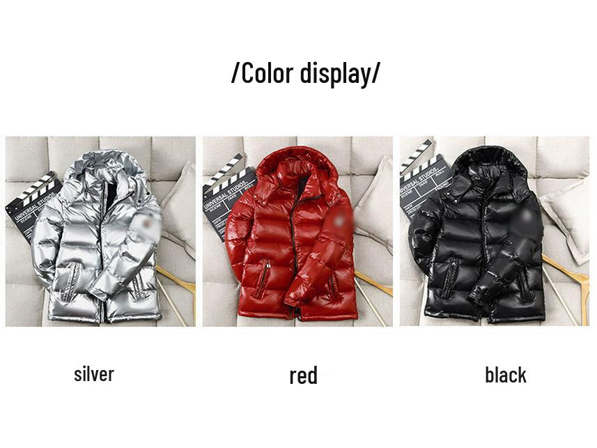 Pánská lesklá zimní bavlněná bunda – S kapucí, stylová a zateplená svrchní oděv
