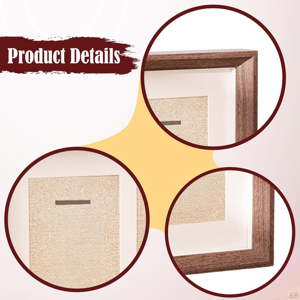 Double Medals Display Case Box Gifts Tabletop Decor Collectible Photo Frame Wood for Patches Runners