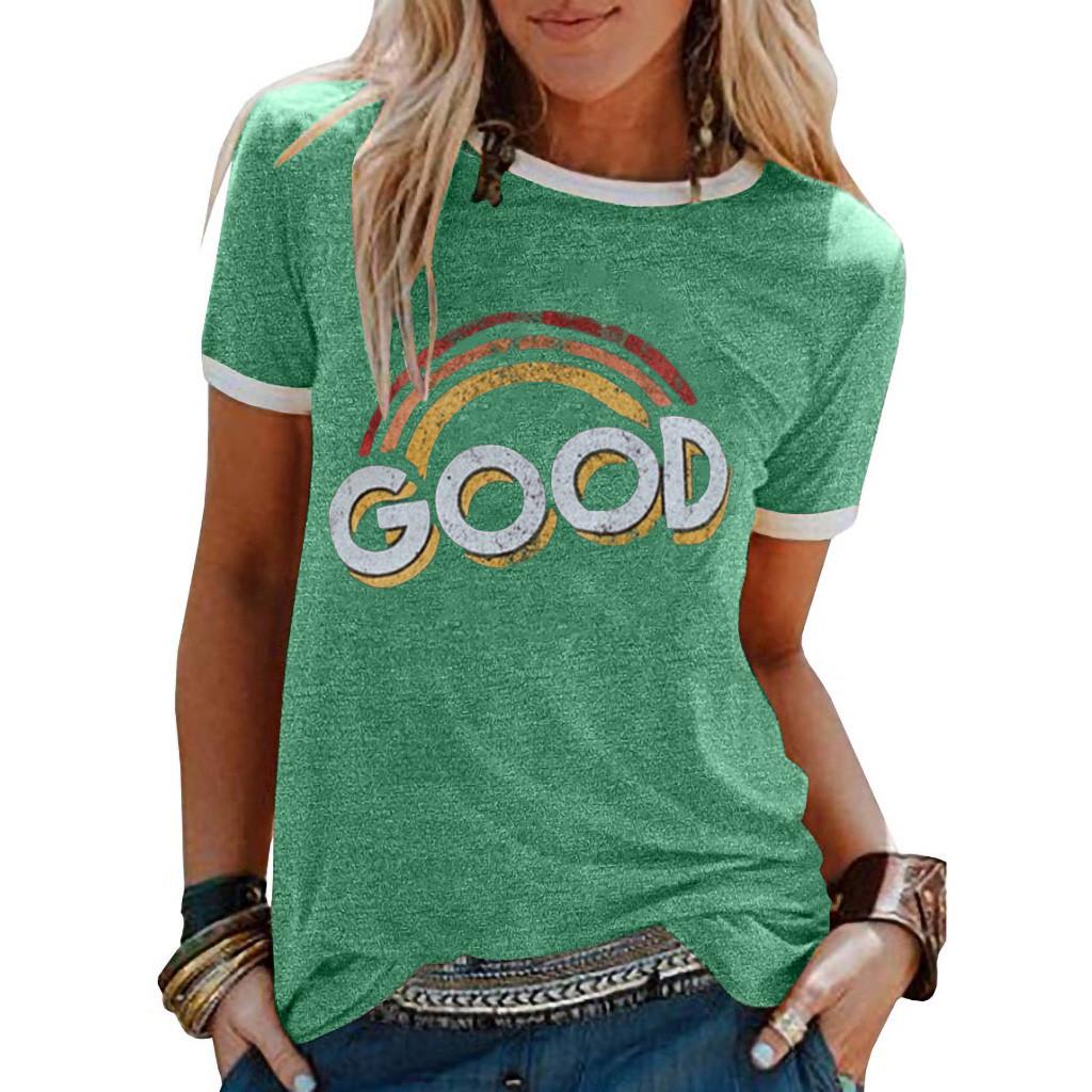 

Ramidos Женская летняя рубашка с коротким рукавом с принтом, повседневная туника, топы, блузка