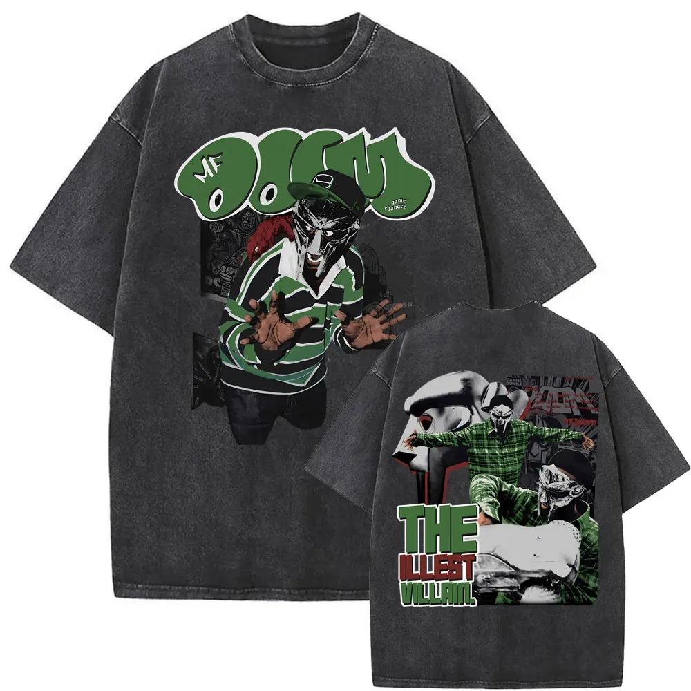 Washed Vintage Rapper Mf Doom MM FOOD Graphic Print Tshirt Men Women Hip Hop Fashion T-shirts Male Casual Oversized Streetwear