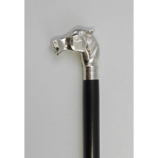 Vintage Brass Handle Wooden Walking Stick Designer Horse Head Victorian Cane