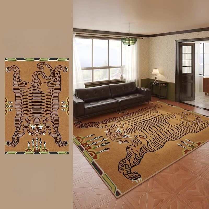 Retro Style Living Room Decoration Tiger Carpet Large Area Rugs for Bedroom Washable Lounge Soft Floor Mat Anti-slip Bedside Rug