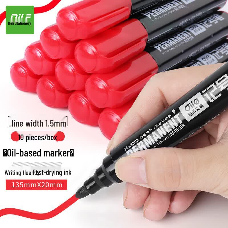 Dele Oil-Based Permanent Marker Pen, 10-Pack