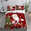 Merry Christmas King Queen Duvet Cover Red Cartoon Santa Bedding Set Kids Boys Girls Christmas Tree 2/3pcs Polyester Quilt Cover