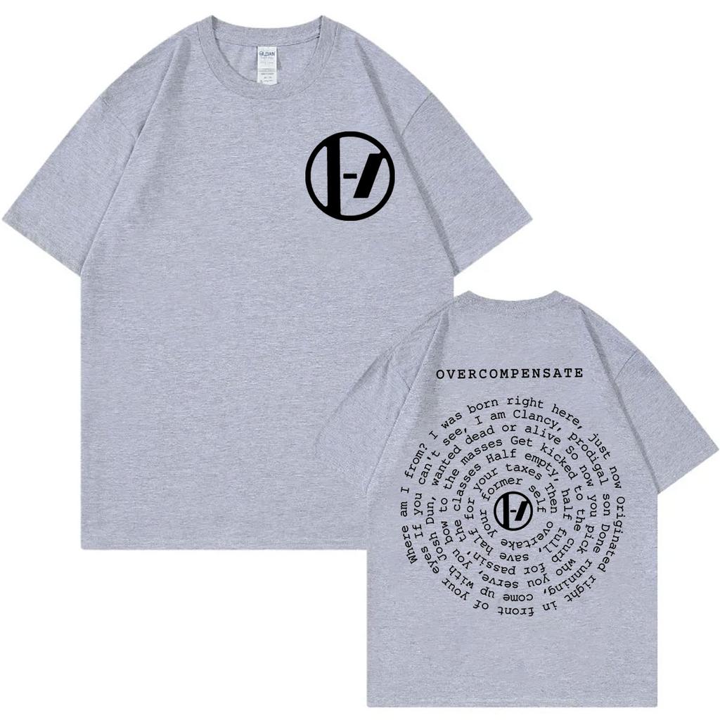 Twenty One Pilots Overcompensate Tričko s potlačou textu The Clancy World Tour 2024 Tričká Muži Ženy Móda Rock Hip Hop Tričká