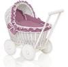 Sweet Baby Doll Stroller Wicker White with Pink Retro Bedding Set and Soft Padding Chiara