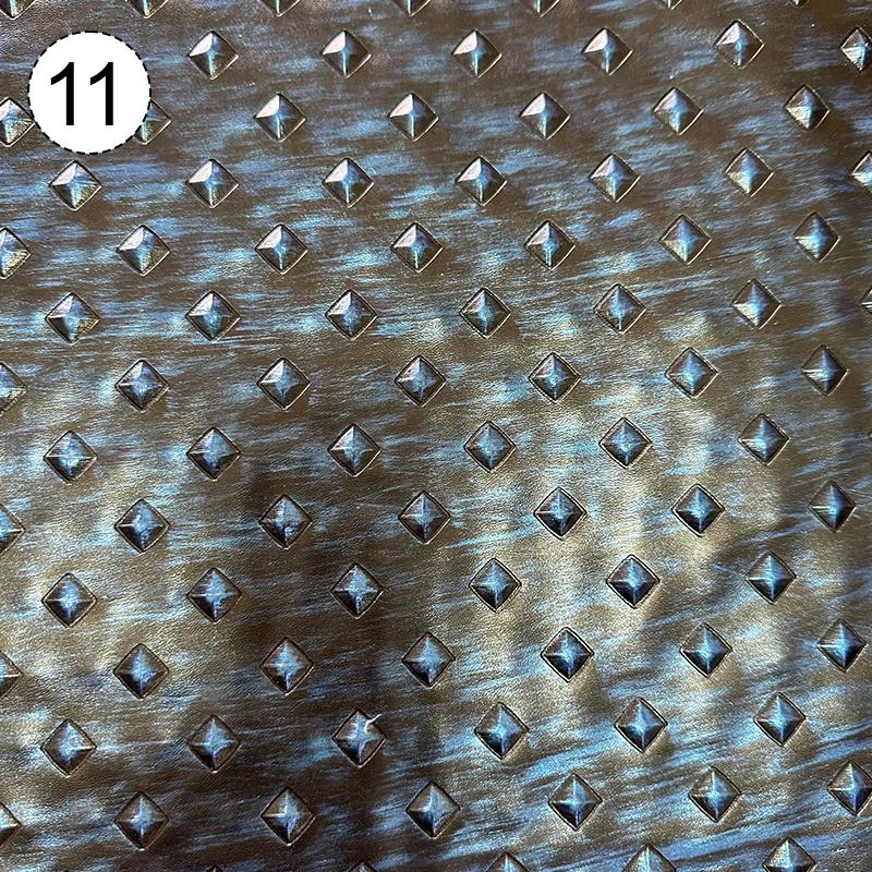 Retro Metallic Embossed Diamond Leather Fabric Hard Leather For Diy Clothes Armor Stage Costume Sliding Door Soft Bag Upholstery