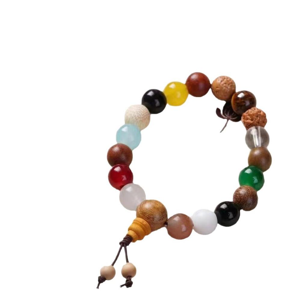 Lingyin Eighteen Bodhi Seed Multi-Treasure Bracelet for Men and Women, Buddhist Bead Style with Rooster Crow Design.