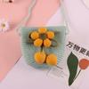 Cute Flower Straw Bag Mini Colorful Summer Beach Shoulder Bag Handmade Zipper Coin Purse