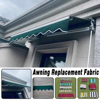 Retractable Patio Awning Replacement Fabric Window Wavy Valance Durable Store Banner Sunshade Canopy Cloth Waterproof Curtain
