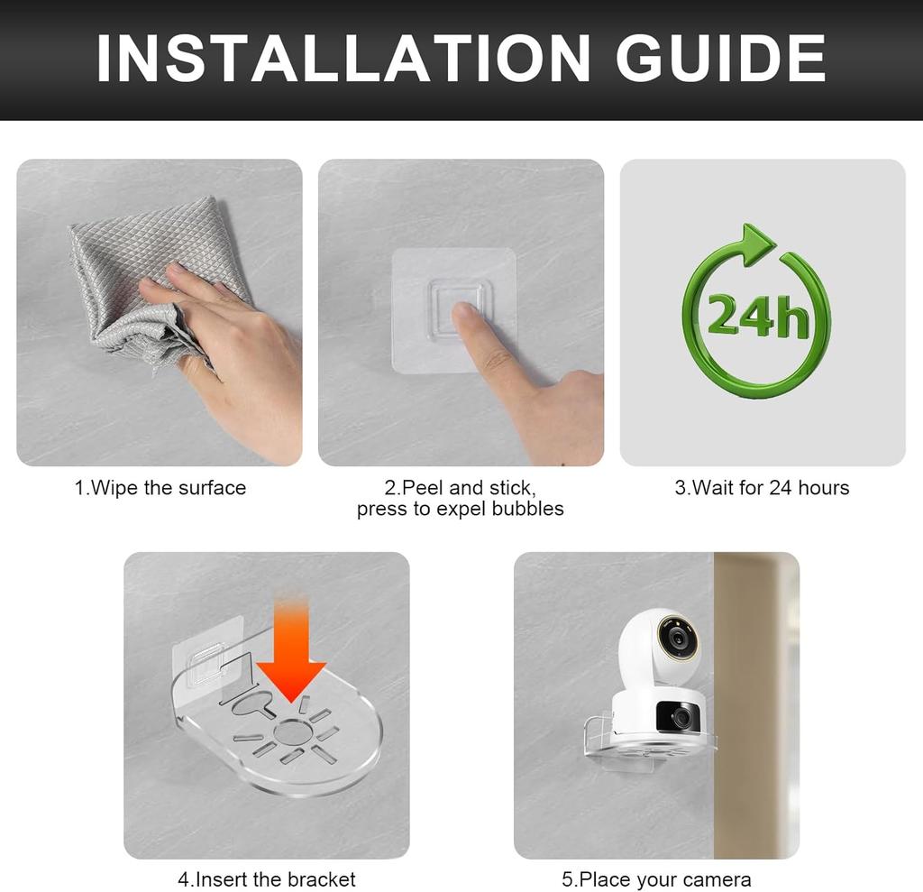 Xiaomi Small Security Camera Wall Mounting Bracket Acrylic Surveillance Camera Holder Self Adhesive Shelf for Speakers Baby Monitors