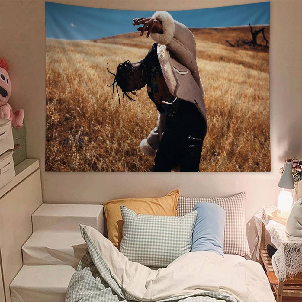 Hot Rapper TTravis SScottS Printed Large Wall Tapestry Art Science Fiction Room Home Decor Decor Blanket
