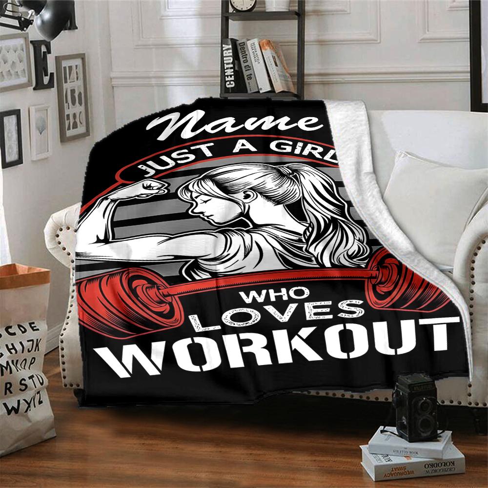 Custom Name Weightlifting Theme Printed Blanket - Perfect for Couch, Bed, Travel & Outdoor Use | Machine Washable, Cozy & Durable.