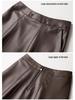 Women's Cross-Strap Leather A-line Skirt - Mid-length, High-waist, Slimming Umbrella Design, Fashionable Wide Hem, 2025 Autumn/Winter Collection.