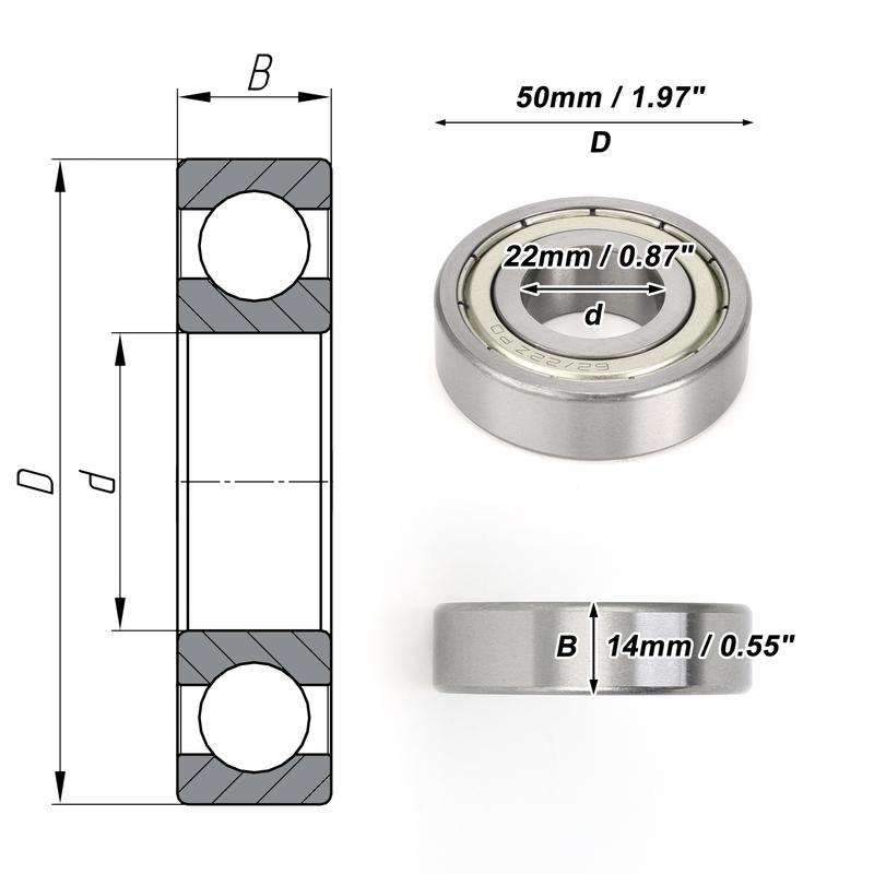 Motoforti 62/22ZZ Deep Groove Ball Bearings P0 22x50x14mm Lubricated Bearings Double Metal Seal Scooter Skateboard Wheel