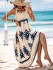 Women's Square Neck Sleeveless Maxi Dress Loose Fit High Waist Gentle Floral Print Summer Beach Vacation Flowy Boho Sundress