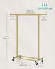 SONGMICS Clothes Rack On Wheels, Heavy Duty Clothes Rail, 45 X (92-132) X 161.5 Cm, with Extendable Hanging Rail, 100 Kg Load Capacity, Easy Assembly