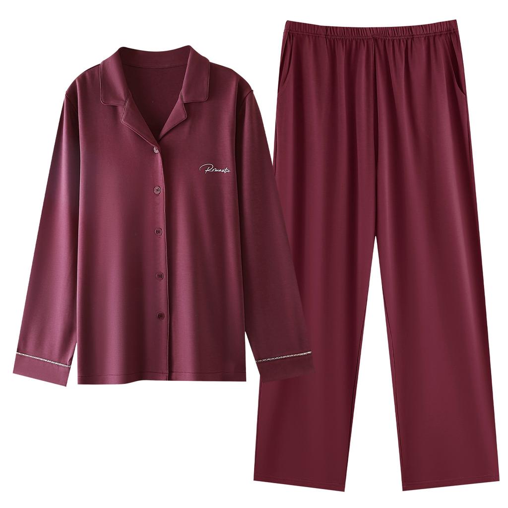 Pajamas Couple Spring and Autumn Pure Cotton Long-sleeved Cardigan Casual Men's and Women's Autumn and Winter High-end Loungewear Suit