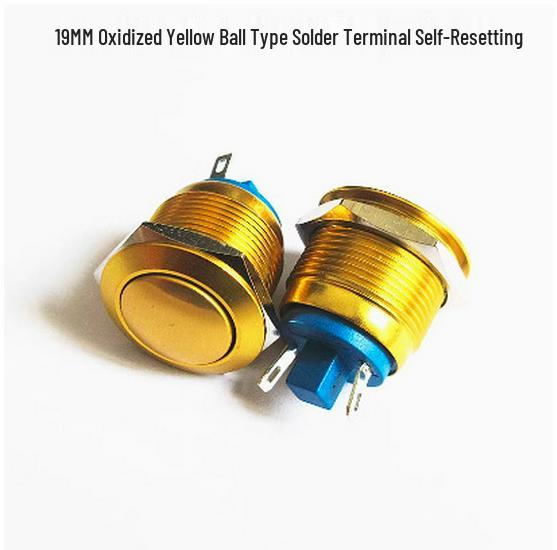 19mm/22mm Full Oxidation Metal Button Switch - Screw/Solder Terminals, Multi-Color, Self-Reset Momentary Power