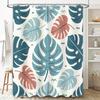 Modern Monstera Leaf Shower Curtain Set for Bathroom Decor in Various Colors Waterproof Durable Home Decoration Item (Green Leav