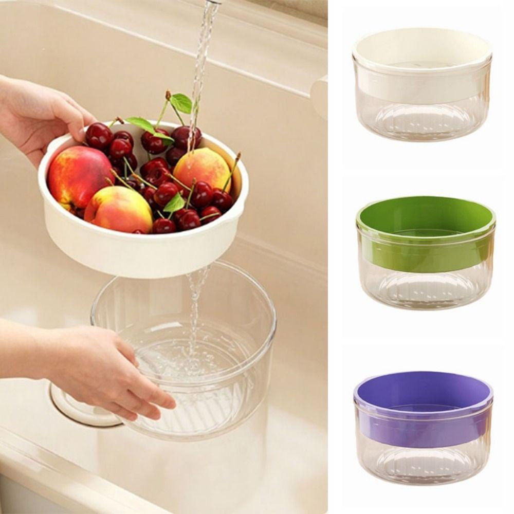 Large Capacity Vegetable Washing Basket Double Layer Draining Basket Food Drain Basket Kitchen Use