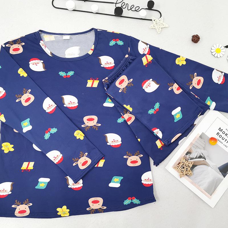 Women's Spring & Autumn Cartoon Santa Claus Pajama Set - Small Size, Long Sleeve Home Wear