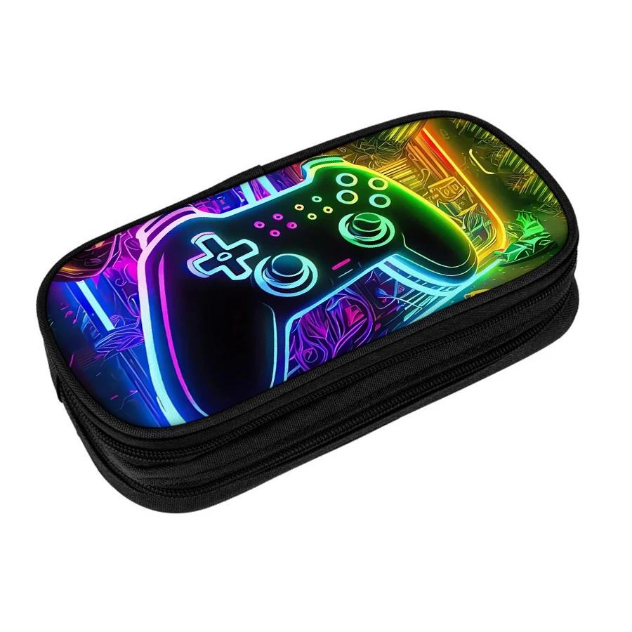 Wielofunkcyjny dwuwarstwowy piórnik GamePad dla Chłopców i Dziewczynek Najlepsze Prezenty Kreskówkowy Piórnik Szkolny 2D dla Dzieci