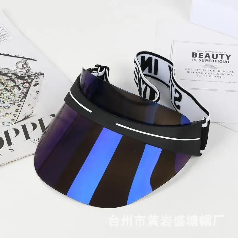 

New Fashion Lens Colorful Visors Empty Top Tennies Sprots Hat For Women For Travel Outdoor Uv Sun Hats For Men Beach Hats Panama Elastic синій