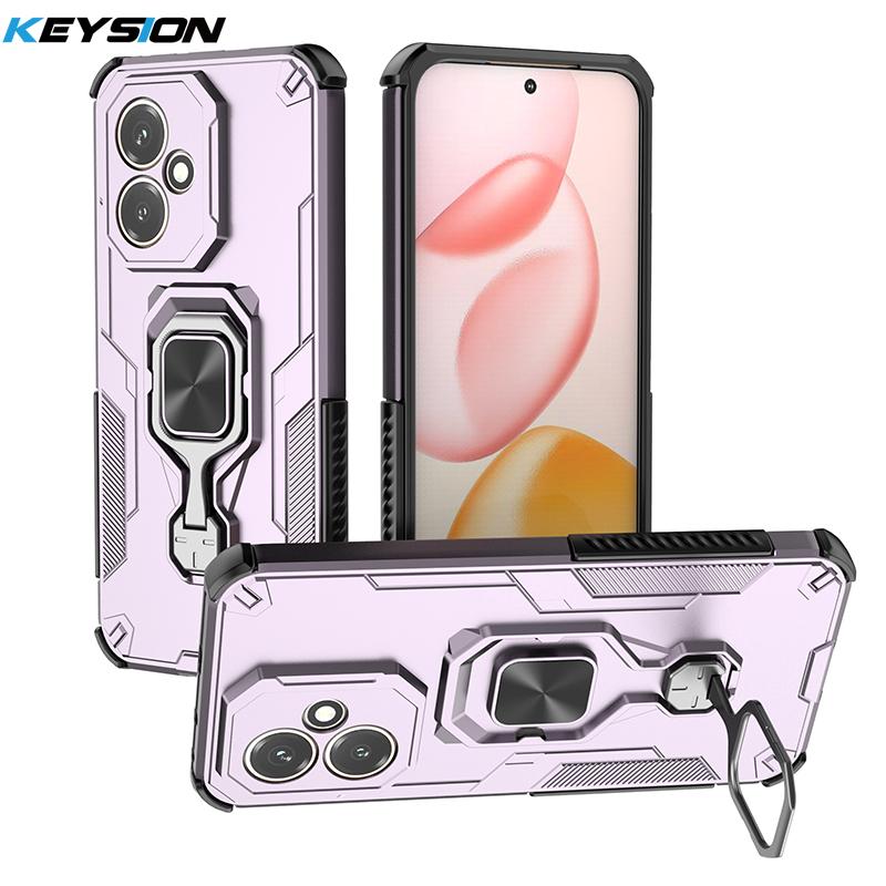 KEYSION Shockproof Armor Case for HONOR 400 Pro 5G Silicone+PC Upright Metal Live Ring Stand Phone Cover for Huawei Honor 400 5G