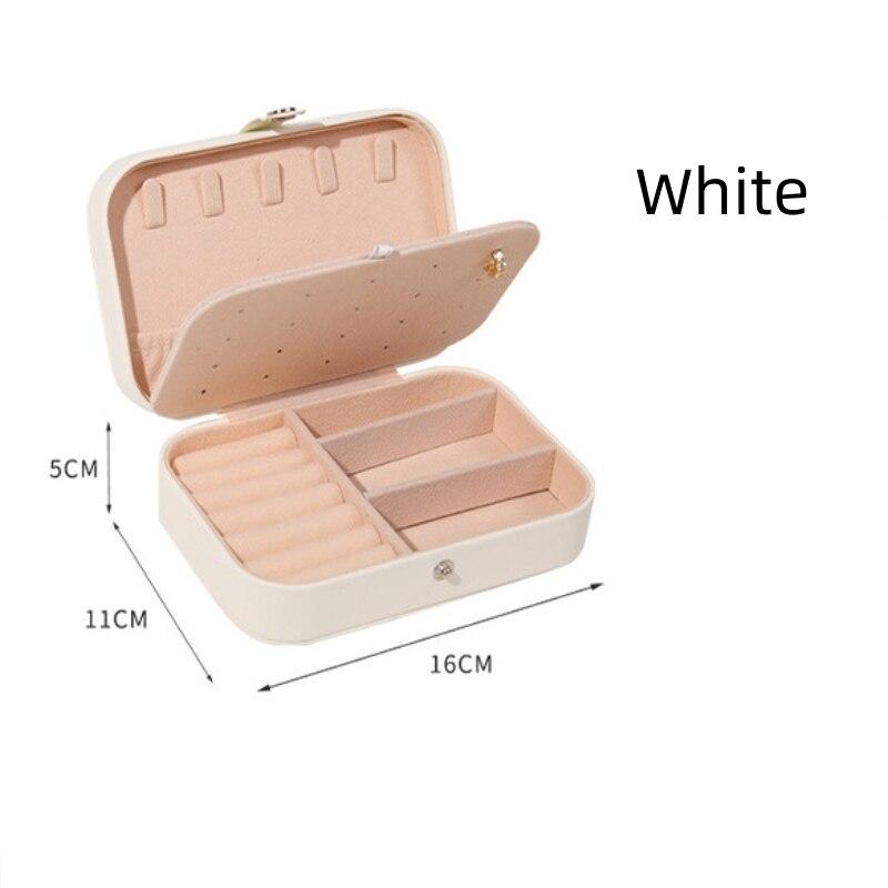 Double Storage Box Ring Earrings Organization Small Fine Grid Pattern Palm Zipper Bag Large Flap Leather Double Box