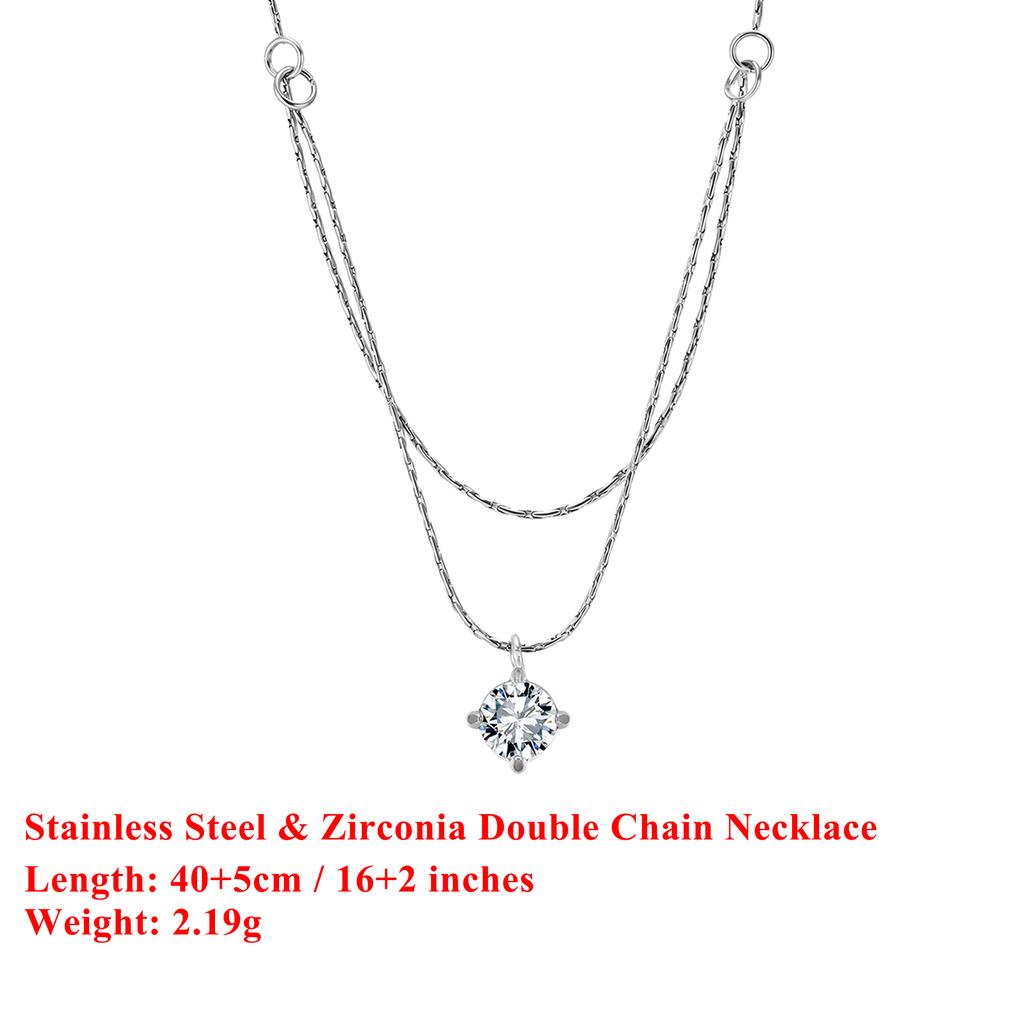 EFFIE QUEEN Stainless Steel 18k Gold Oval Cut Zirconia Pendant Necklace Simple Jewelry for Women Banquet Birthdays Gift STKN12