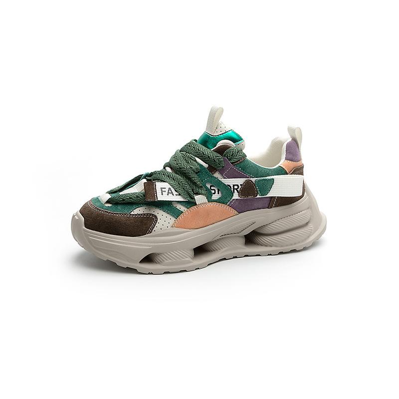 

Tide brand color matching women s spring and summer new thick-soled lightweight leather breathable women s shoes sports and leisure shoes tide 40