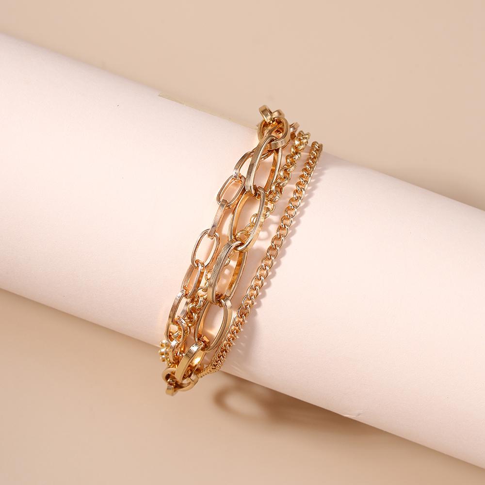 Classic Gold Color Chain Bracelet Multilayer Hip Hop Punk Bracelet Women Men Jewelry Gifts