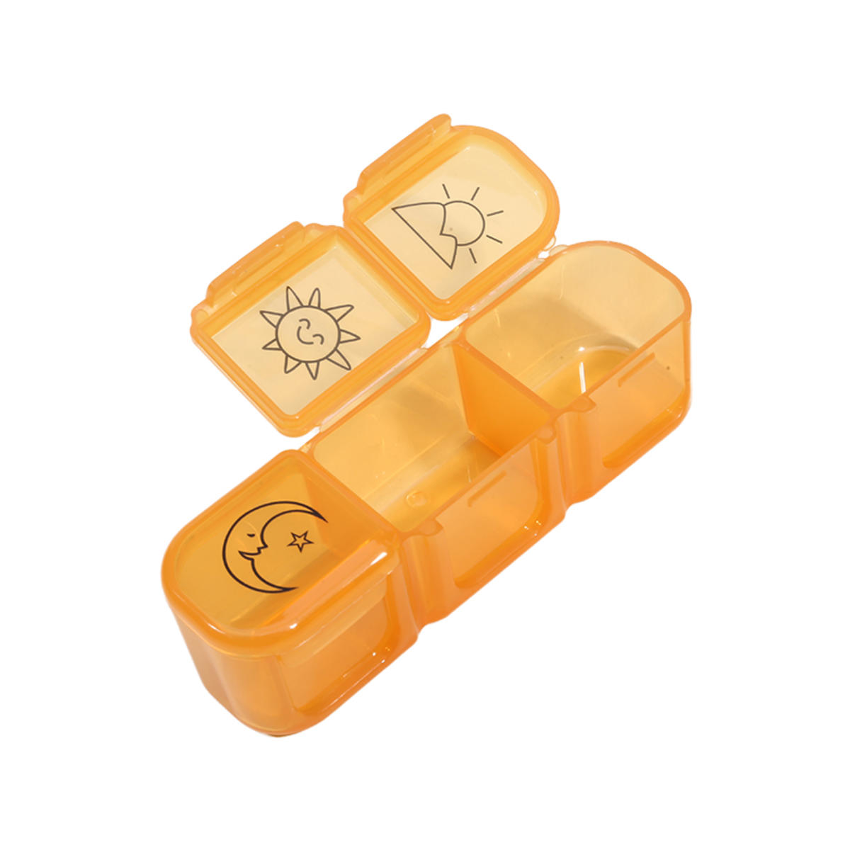 

Портативный органайзер для путешествий с тремя сетками, утренний и ночной держатель для рыбьего жира, контейнер для хранения, разноцветный раздельный контейнер оранжевый