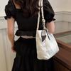 Women's Large Capacity Embroidery Flower Tote Bag, Casual Commuter Shoulder Bag with Ribbon Scarf Decoration