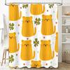 Bright Yellow Cat Shower Curtain with Cute Cartoon Patterns Modern Bathroom Decor for Kids Room or Bathing Area (180x180cm)