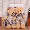 Creative Retro Teddy Bear Plush Couple Dolls - Cloth Figurines & Throw Pillows for Girls' Birthday Gift