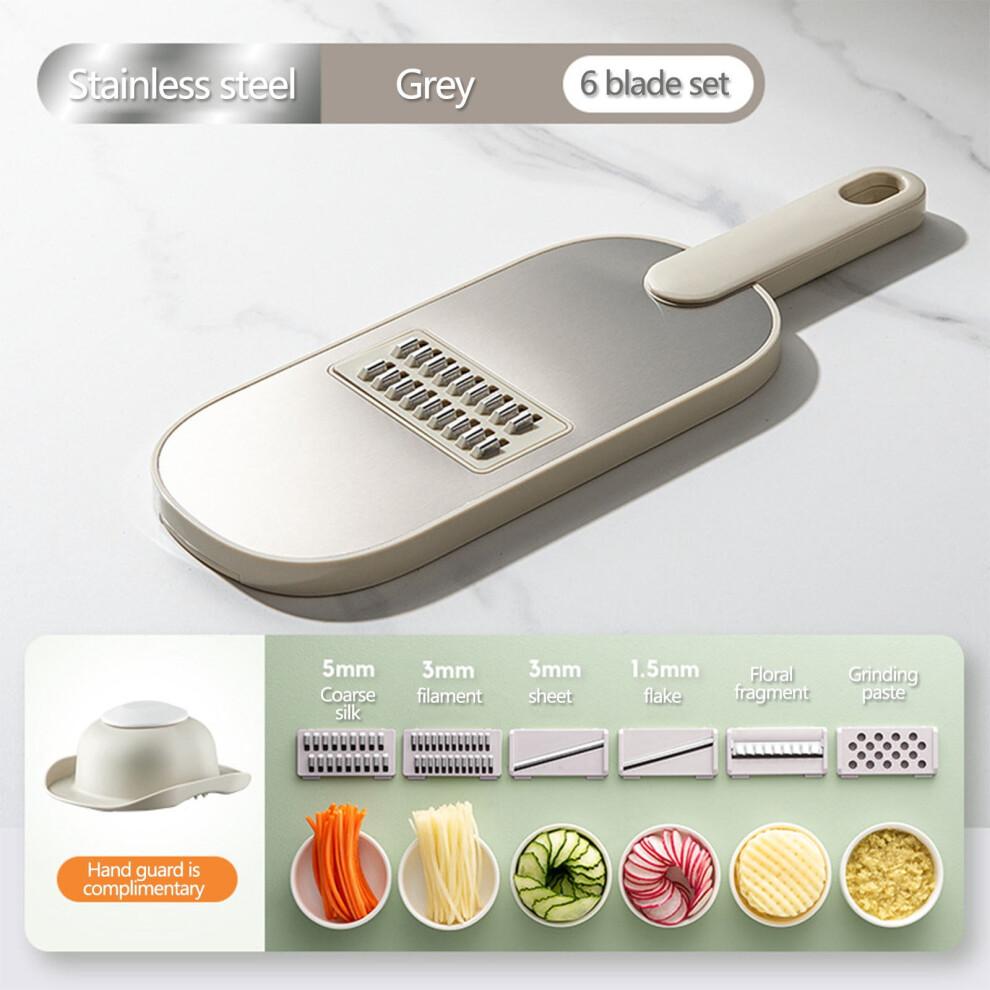 Multifunctional Mandoline Slicer - 6 Blades Interchangeable, Handheld Vegetable Cutter for Kitchen, Onion, Garlic, Safe Food Slicer