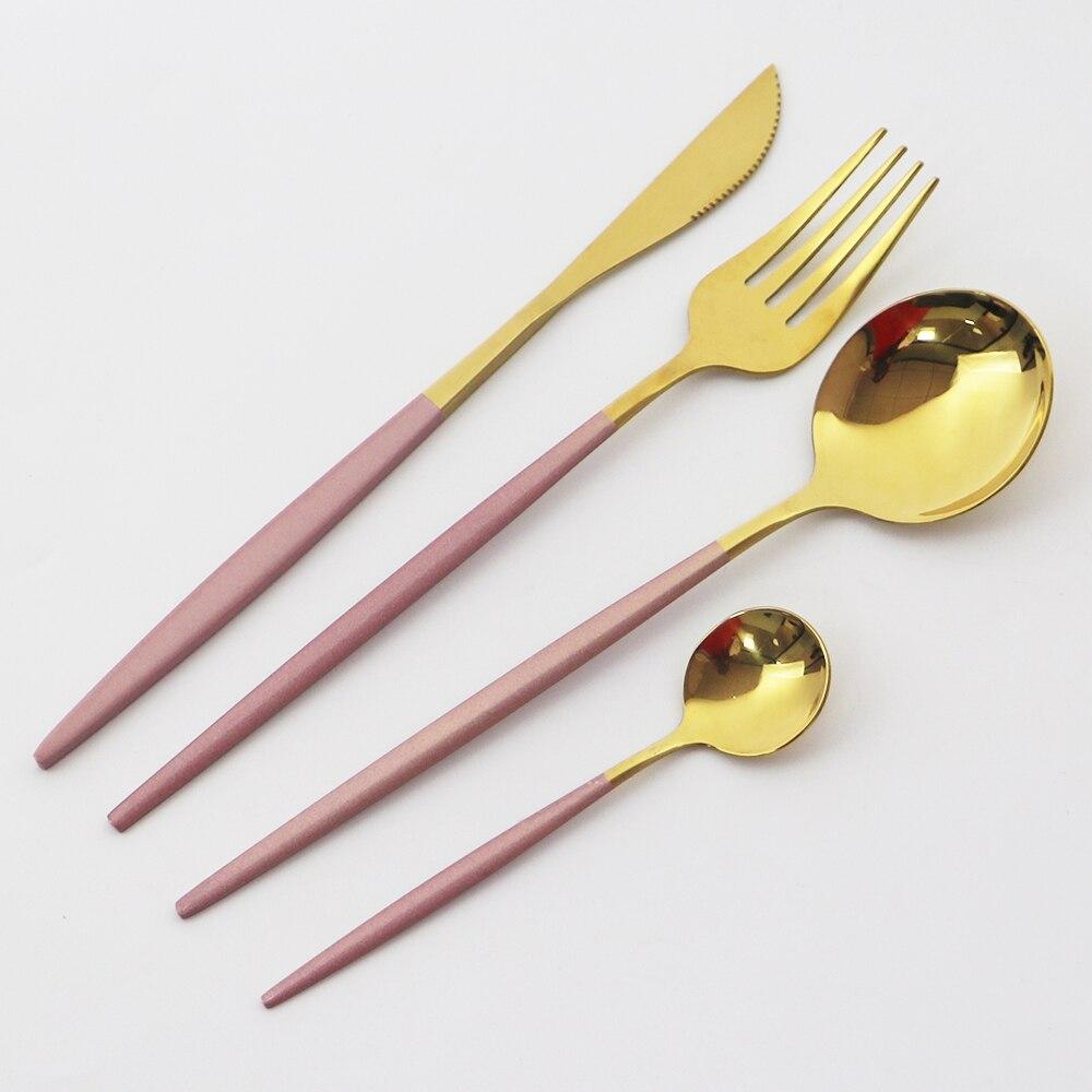 24Pcs Stainless Steel Dinnerware Cutlery Set Knives Forks Coffee Spoon Dinner Tableware Kitchen Utensils Flatware Set