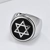 Six Point Hexagram Star Ring for Men Stainless Steel Signet Ring for Him Boyfriend Husband Father Grandpa Size 7-13