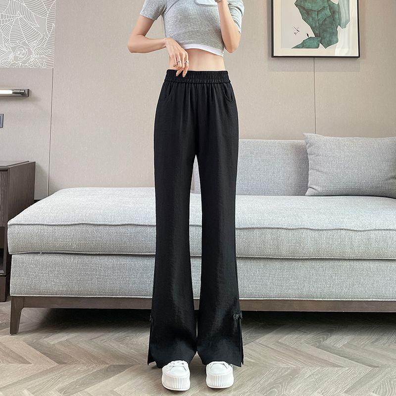 

Chinese-Inspired Plus Size Slimming Micro-Flare High-Waisted Drapey Pants L (suggested 85-110 jin) чёрный